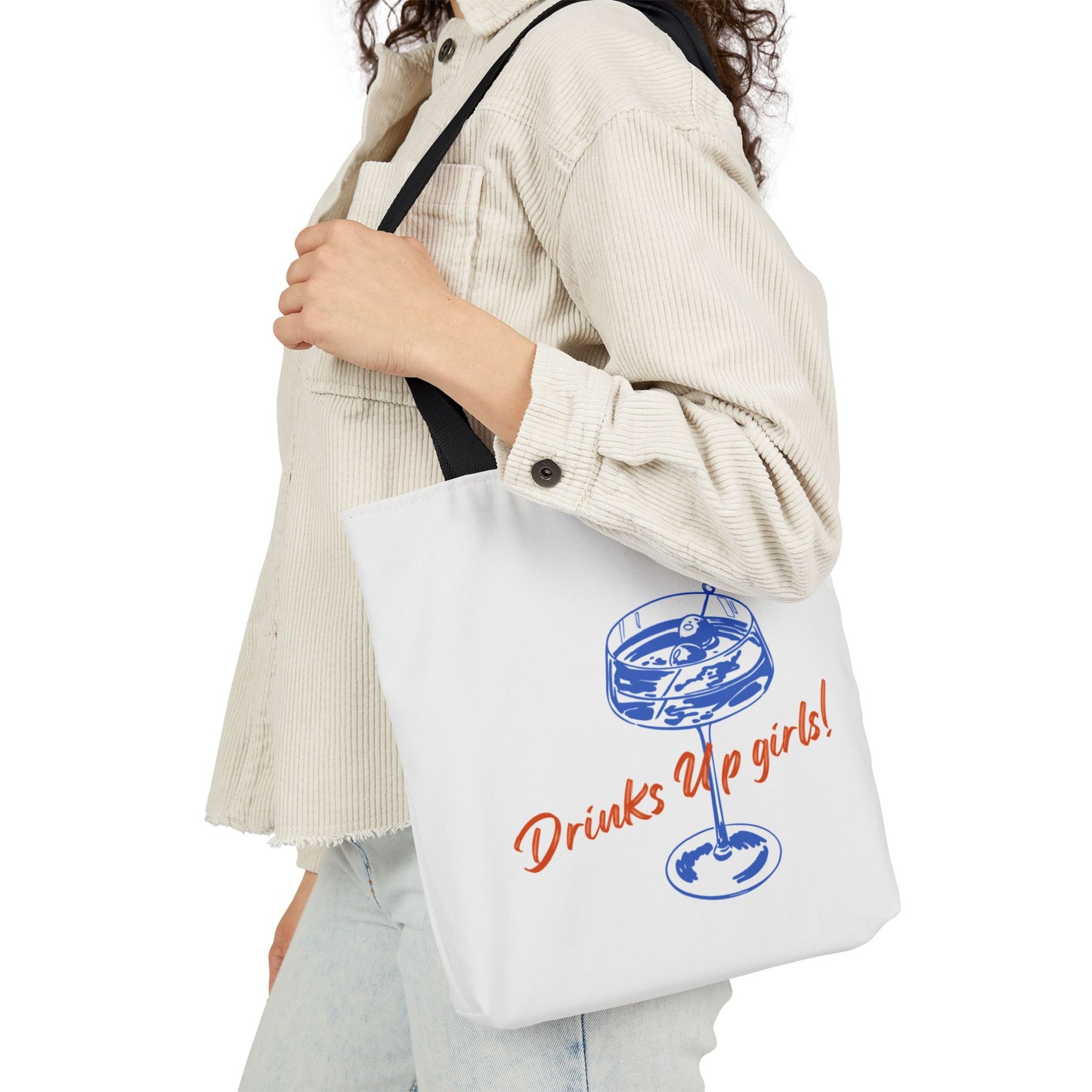 Drinks Up Girls! Canvas Tote Bag, Stylish Reusable Tote, Perfect for Beach, Picnics, Bachelorette Parties, Gift for Friends, Everyday Use