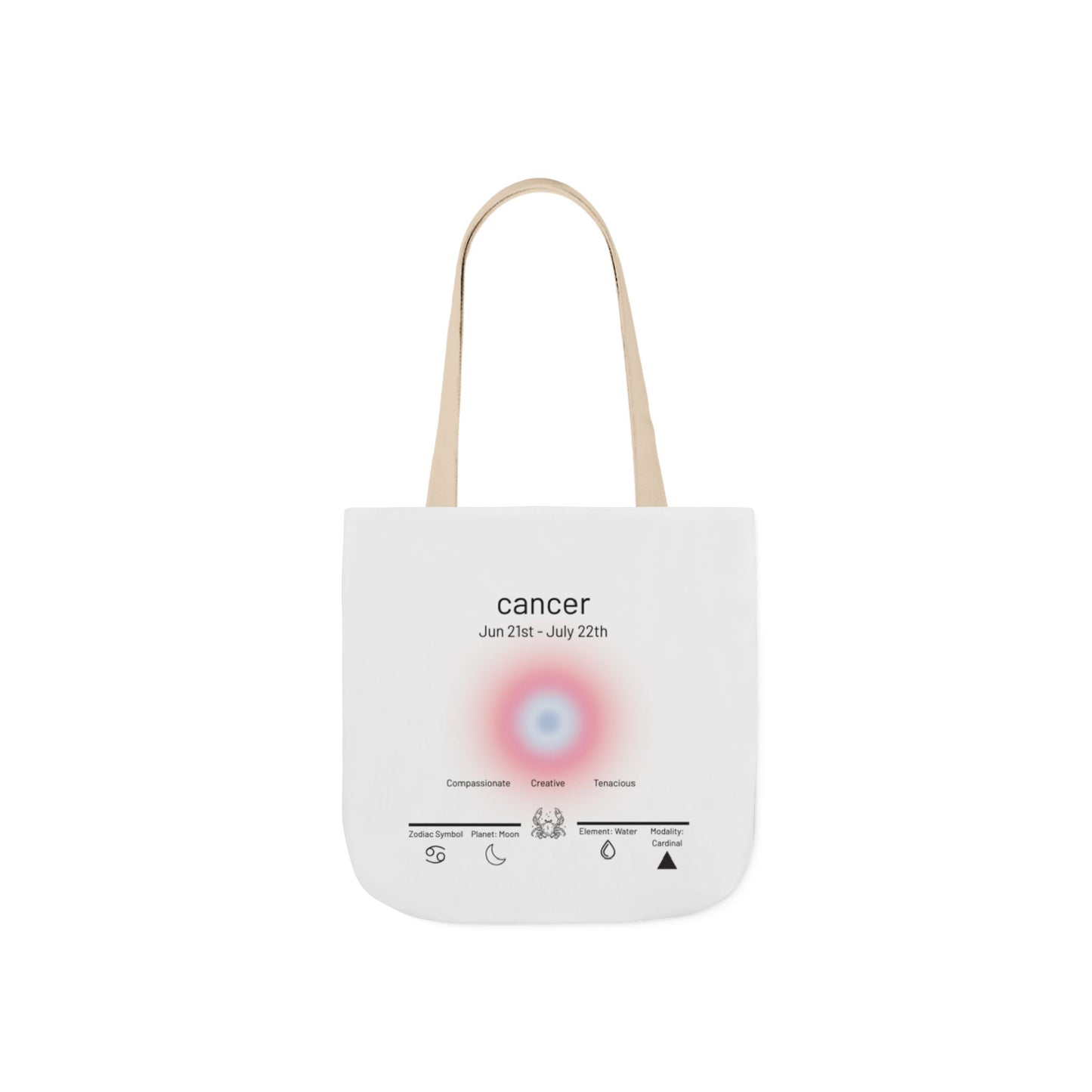 Cancer Zodiac Canvas Tote Bag, Stylish Astrology Gift, Eco-Friendly Shopping Bag