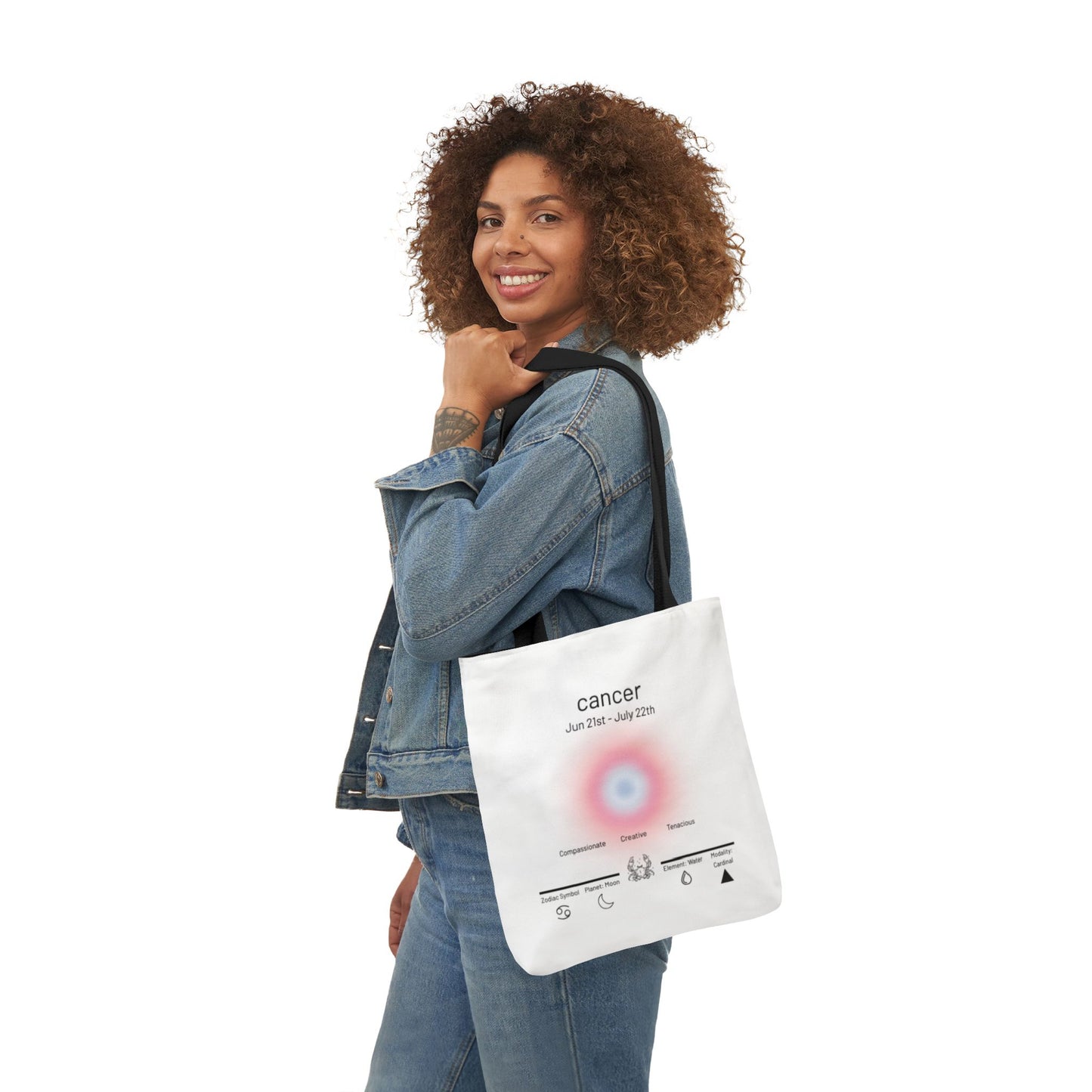 Cancer Zodiac Canvas Tote Bag, Stylish Astrology Gift, Eco-Friendly Shopping Bag