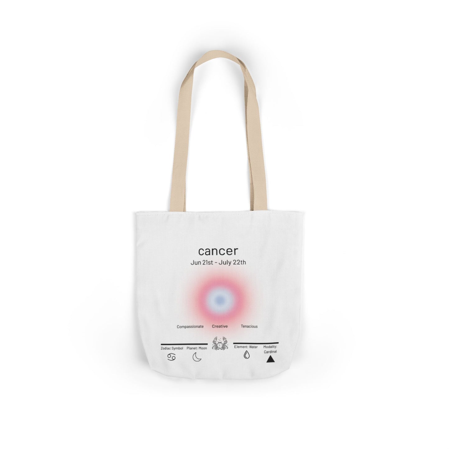 Cancer Zodiac Canvas Tote Bag, Stylish Astrology Gift, Eco-Friendly Shopping Bag