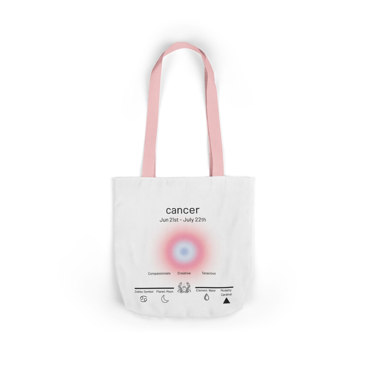 Cancer Zodiac Canvas Tote Bag, Stylish Astrology Gift, Eco-Friendly Shopping Bag