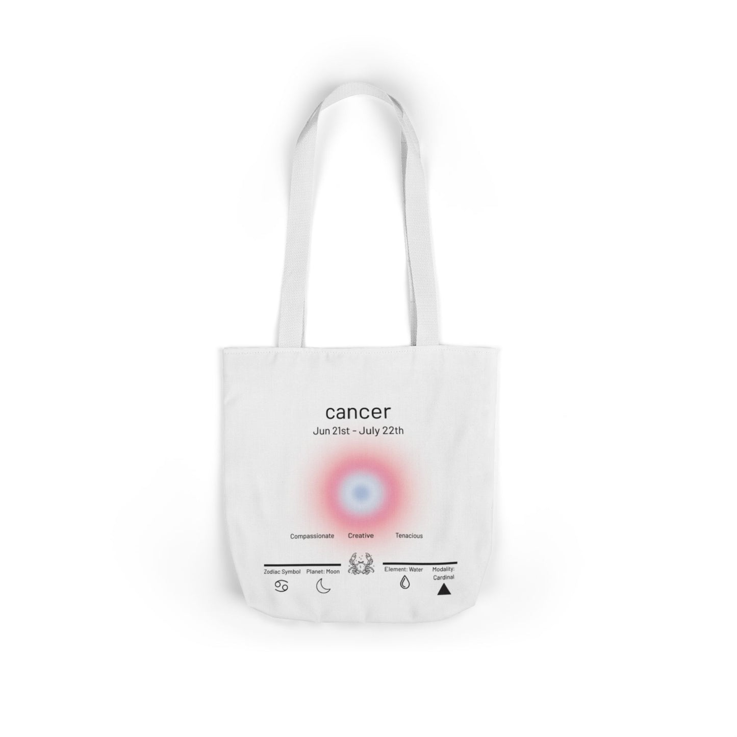 Cancer Zodiac Canvas Tote Bag, Stylish Astrology Gift, Eco-Friendly Shopping Bag