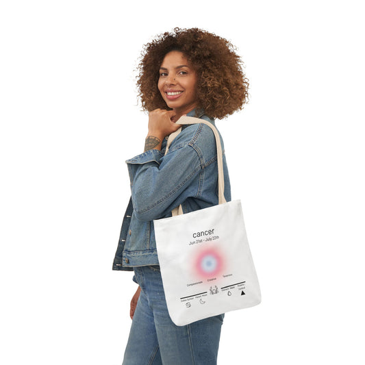 Cancer Zodiac Canvas Tote Bag, Stylish Astrology Gift, Eco-Friendly Shopping Bag
