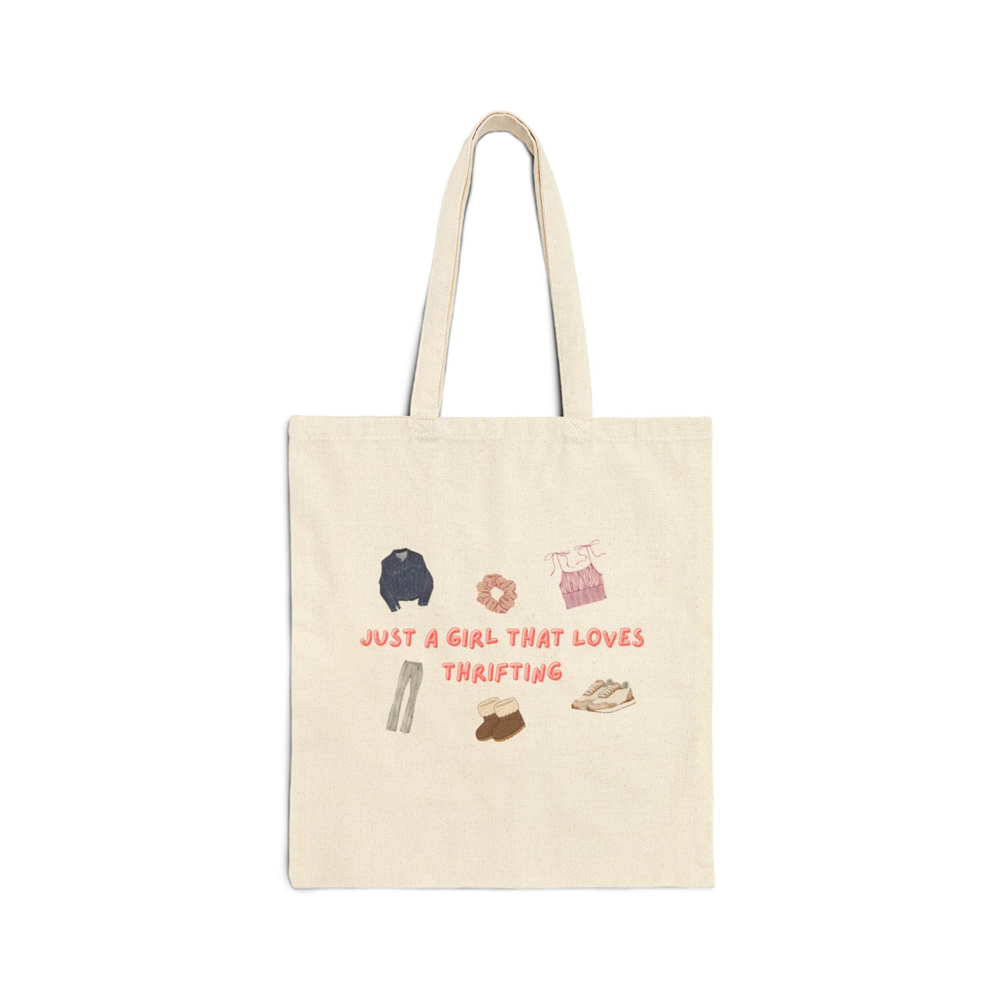 Just a Girl that Loves Thrifting Tote Bag, Eco-Friendly Shopping Bag, Reusable Grocery Tote, Gift for Thrifters, Stylish Canvas Bag