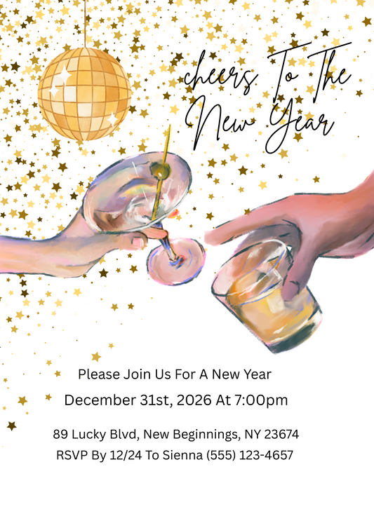 Cheers To The Year Invitation 2026