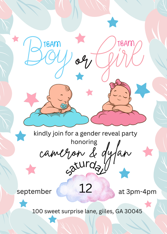 Boy Or Girl Gender Party Invitation